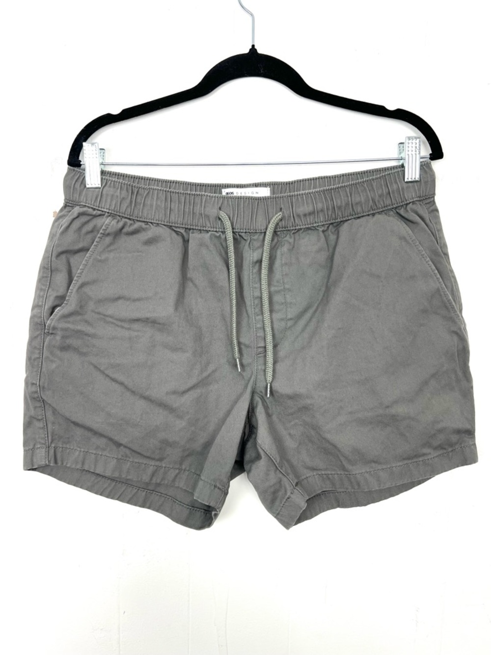 ASOS Design Twill Shorts 5" Grey Casual Drawstring Waist Men's Size Medium